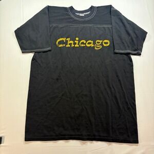 Vintage 80s Artex Chicago T Shirt Large Black Nylon Cotton Blend Made in USA